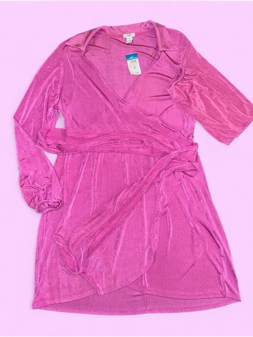Rue21 Pink Velvet Wrap Long Sleeve Dress